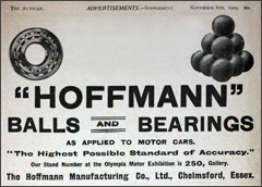 Hoffmann Bearings advert from 1909